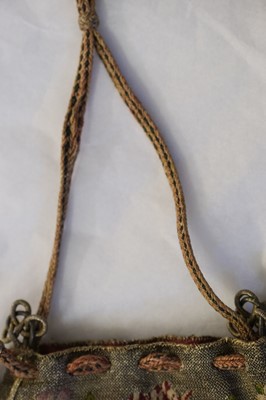 Lot 558 - Embroidered reticule. A drawstring purse or sweet bag, British, early 17th century