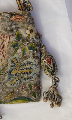 Lot 558 - Embroidered reticule. A drawstring purse or sweet bag, British, early 17th century
