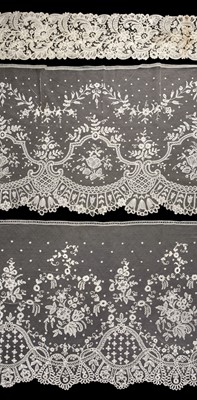Lot 761 - Lace. Four large flounces, 19th century, & other lace