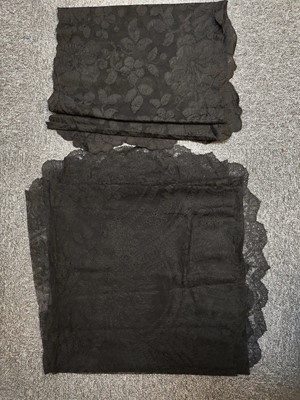 Lot 761 - Lace. Four large flounces, 19th century, & other lace