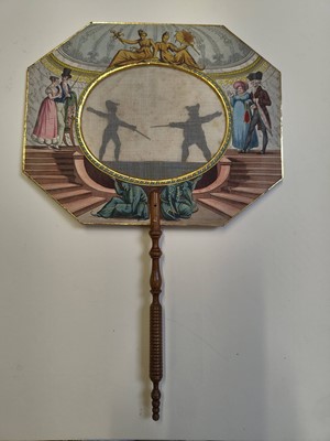 Lot 795 - Movable Silhouette Fans. Pair of etched movable fans, Paris: Alphonse Giroux, circa 1820s