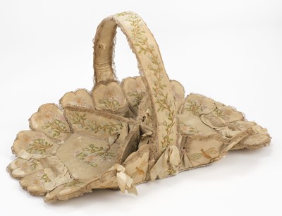 Lot 537 - Embroidered Basket. A Regency layette basket, early 19th century
