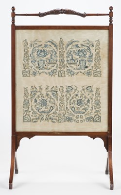 Lot 519 - Chinese. A firescreen of appliqué embroidery, 19th century