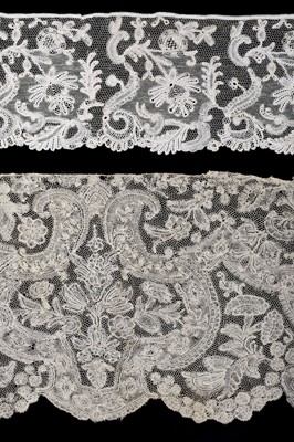 Lot 457 - Lace. A large flounce of Flemish or Milanese lace, 18th century, & another similar, and a bertha