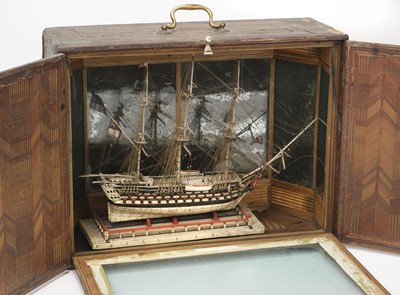 Lot 1 - Prisoner of War. A Napoleonic bone model three-masted ship of the line, circa 1800