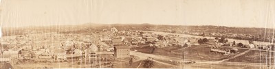 Lot 3 - Australia & New Zealand. A three-part panorama of Brisbane from the Observatory, c. 1870