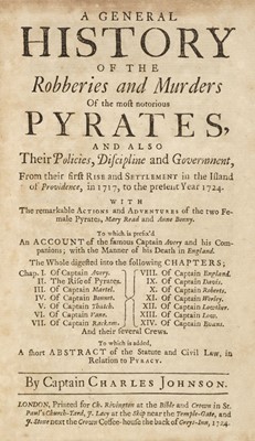 Lot 10 - Johnson (C.). A General History of the Robberies and Murders of the most Notorious Pyrates, 1724