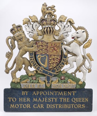 Lot 39 - Royal Coat of Arms. Elizabeth II Royal Warrant Holders cast metal coat of arms