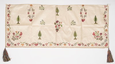 Lot 435 - Embroidered Apron. An English embroidered silk apron panel, early-mid 18th century