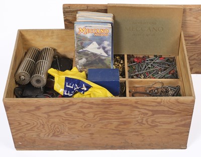 Lot 40 - Meccano. A large box of Meccano, early to mid 20th century