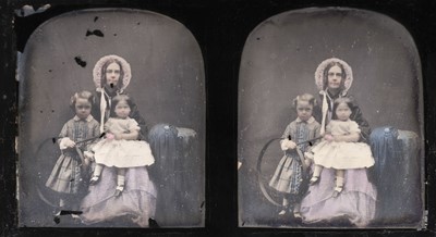 Lot 45 - Claudet (Anton François, 1797-1867). A group of 4 hand-tinted stereoscopic daguerreotypes