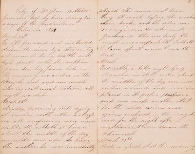 Lot 5 - Australian Manuscript Diary. Mr John Matthews Journal... to the Australian Colonies 1849