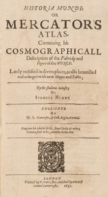 Lot 24 - Mercator (Gerard & Jodocus Hondius). Historia Mundi: or Mercator's Atlas, 1635