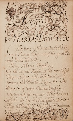 Lot 232 - Howard (Elizabeth Dominica). Manuscript volume of Roman Catholic prayers and devotions, 1698