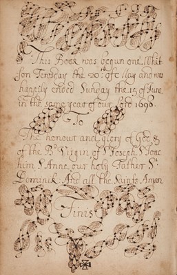 Lot 232 - Howard (Elizabeth Dominica). Manuscript volume of Roman Catholic prayers and devotions, 1698