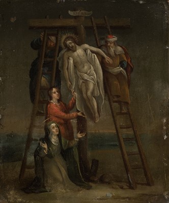 Lot 43 - Flemish School. The Descent from the Cross, probably 17th century, oil on copper