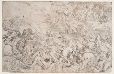 Lot 8 - Farinati (Orazio, 1559–after 1616). Pharaoh's Army submerged in the Red Sea, 1583, etching