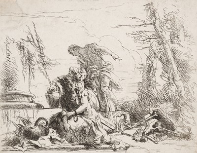 Lot 19 - Tiepolo (Giovanni Battista, 1699-1770). Woman in chains with four figures, 1739/43, etching