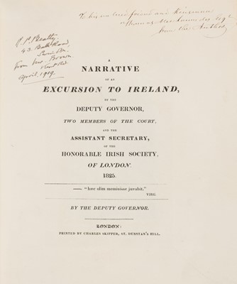 Lot 14 - Gorst (Gilpin). A Narrative of an Excursion to Ireland, by the Deputy Governor..., 1825