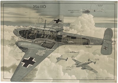 Lot 26 - Davis (George Horace, 1881-1963). Messerschmitt ME 110, HMSO, c. 1941, lithographic cutaway poster