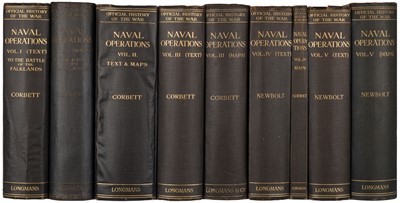 Lot 21 - Corbett (Julian S. & Henry Newbolt). Naval Operations, 9 volumes including maps, 1920-31