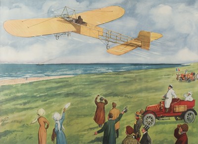 Lot 40 - Pioneer aviation. Bleriot Traverse La Manche En Avion, 1909, colour print