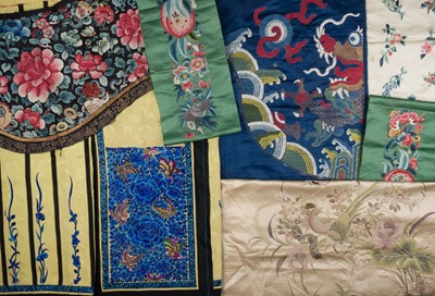 Lot 454 - Chinese. A collection of hand-embroidered and woven items, Qing Dynasty