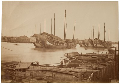 Lot 37 - China. Large trading junks moored off the waterfront of Guangzhou, circa 1890