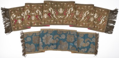 Lot 480 - Embroidered Runner. A metalwork and appliqué runner, Italian or Spanish, 17th century, & another