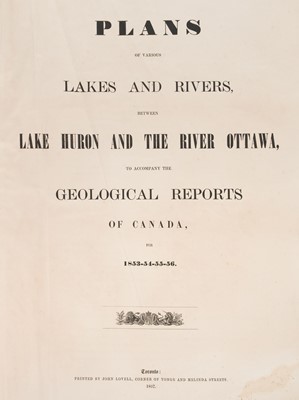 Lot 35 - Lovell (John, publisher). .., lakes and rivers between Lake Huron and the River Ottawa..., 1857
