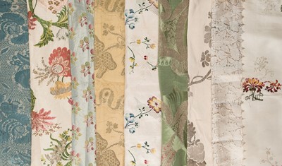 Lot 487 - Fabric. A pieced panel of Bizarre silk, circa 1710, & other fabric pieces