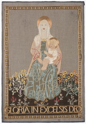 Lot 476 - Embroidered Picture. Gloria in Excelsis Deo, early 20th century, & other ecclesiastical items