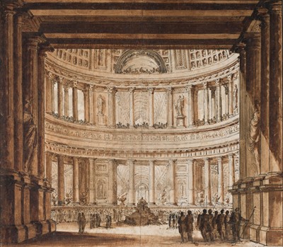 Lot 30 - Wailly (Charles de, 1730-1798). Interior of a Rotunda, pen black ink and wash