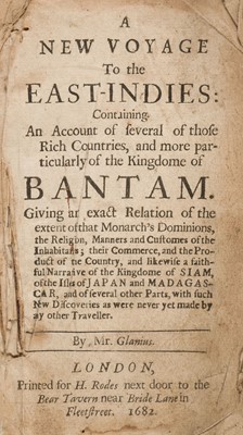 Lot 7 - Glanius (W.) A New Voyage to the East-Indies, 1st edition, 1682