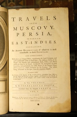 Lot 15 - Le Bruyn (Cornelius). Travels into Muscovy, 2 volumes, 1st edition in English, 1737